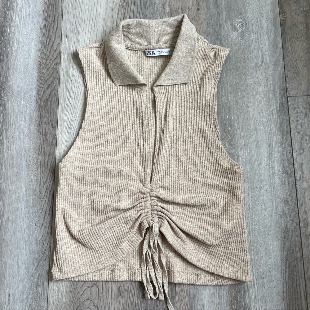 Zara Collared Beige Tank